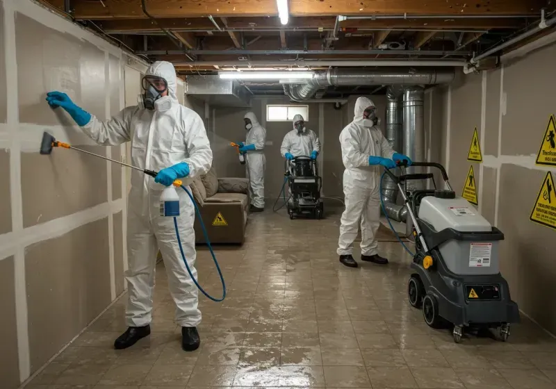 Basement Moisture Removal and Structural Drying process in Espino, PR